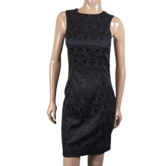 3/$20 Suzy Shier Sleeveless Jacquard Cocktail Dress Cut Out Brocade Sheath - Picture 1 of 12